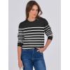 image:imageANRABESS Sweaters for Women Long Sleeve Lightweight Crewneck Soft Basic Knit Loose Fit Pullover Top 2025 Fall Trendy OutfitsBlack White