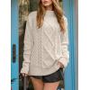 image:imageANRABESS Sweaters for Women Oversized Cable Knit Fall Long Sleeve Crewneck Casual Pullover Sweater Tops 2025 Winter OutfitsApricot