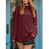image:imageANRABESS Sweaters for Women Oversized Cable Knit Fall Long Sleeve Crewneck Casual Pullover Sweater Tops 2025 Winter OutfitsBright Burgundy