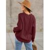image:imageANRABESS Sweaters for Women Oversized Cable Knit Fall Long Sleeve Crewneck Casual Pullover Sweater Tops 2025 Winter OutfitsBright Burgundy