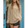 image:imageANRABESS Sweaters for Women Oversized Cable Knit Fall Long Sleeve Crewneck Casual Pullover Sweater Tops 2025 Winter OutfitsDark Apricot
