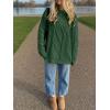 image:imageANRABESS Sweaters for Women Oversized Cable Knit Fall Long Sleeve Crewneck Casual Pullover Sweater Tops 2025 Winter OutfitsDeep Green