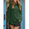 image:imageANRABESS Sweaters for Women Oversized Cable Knit Fall Long Sleeve Crewneck Casual Pullover Sweater Tops 2025 Winter OutfitsDeep Green