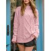 image:imageANRABESS Sweaters for Women Oversized Cable Knit Fall Long Sleeve Crewneck Casual Pullover Sweater Tops 2025 Winter OutfitsLight Pink