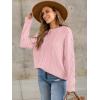 image:imageANRABESS Sweaters for Women Oversized Cable Knit Fall Long Sleeve Crewneck Casual Pullover Sweater Tops 2025 Winter OutfitsLight Pink