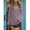 image:imageANRABESS Sweaters for Women Oversized Cable Knit Fall Long Sleeve Crewneck Casual Pullover Sweater Tops 2025 Winter OutfitsPurple