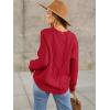 image:imageANRABESS Sweaters for Women Oversized Cable Knit Fall Long Sleeve Crewneck Casual Pullover Sweater Tops 2025 Winter OutfitsRed
