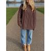 image:imageANRABESS Sweaters for Women Oversized Cable Knit Fall Long Sleeve Crewneck Casual Pullover Sweater Tops 2025 Winter OutfitsRed Brown