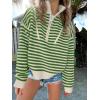 image:imageANRABESS Sweaters for Women Striped Half Zip Long Sleeve Ribbed Knit Pullover Comfy Casual Lightweight Tops 2025 Fall FashionStriped Apricot Green