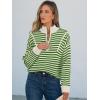 image:imageANRABESS Sweaters for Women Striped Half Zip Long Sleeve Ribbed Knit Pullover Comfy Casual Lightweight Tops 2025 Fall FashionStriped Apricot Green