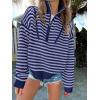 image:imageANRABESS Sweaters for Women Striped Half Zip Long Sleeve Ribbed Knit Pullover Comfy Casual Lightweight Tops 2025 Fall FashionStriped Navy Purple
