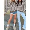image:imageANRABESS Sweaters for Women Striped Half Zip Long Sleeve Ribbed Knit Pullover Comfy Casual Lightweight Tops 2025 Fall FashionStriped White Camel