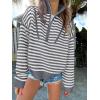 image:imageANRABESS Sweaters for Women Striped Half Zip Long Sleeve Ribbed Knit Pullover Comfy Casual Lightweight Tops 2025 Fall FashionStriped White Grey