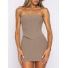 image:imageANRABESS Women 2 Piece Skirt Sets Summer Strapless Crop Top Matching Bodycon Sexy Going Out Mini Club Dress Outfit ClothesCamel