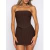 image:imageANRABESS Women 2 Piece Skirt Sets Summer Strapless Crop Top Matching Bodycon Sexy Going Out Mini Club Dress Outfit ClothesCoffee