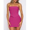 image:imageANRABESS Women 2 Piece Skirt Sets Summer Strapless Crop Top Matching Bodycon Sexy Going Out Mini Club Dress Outfit ClothesHot Pink