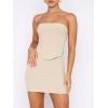 image:imageANRABESS Women 2 Piece Skirt Sets Summer Strapless Crop Top Matching Bodycon Sexy Going Out Mini Club Dress Outfit ClothesLight Apricot