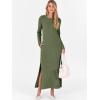 image:imageANRABESS Women Long Sleeve Dresses 2025 Fall Casual Crewneck Loose Fit Split Flowy WrinkleFree Travel Vacation Maxi DressArmy Green