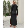 image:imageANRABESS Women Long Sleeve Dresses 2025 Fall Casual Crewneck Loose Fit Split Flowy WrinkleFree Travel Vacation Maxi DressBlack