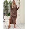 image:imageANRABESS Women Long Sleeve Dresses 2025 Fall Casual Crewneck Loose Fit Split Flowy WrinkleFree Travel Vacation Maxi DressBrown