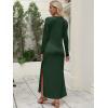 image:imageANRABESS Women Long Sleeve Dresses 2025 Fall Casual Crewneck Loose Fit Split Flowy WrinkleFree Travel Vacation Maxi DressDeep Green