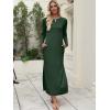 image:imageANRABESS Women Long Sleeve Dresses 2025 Fall Casual Crewneck Loose Fit Split Flowy WrinkleFree Travel Vacation Maxi DressDeep Green