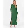 image:imageANRABESS Women Long Sleeve Dresses 2025 Fall Casual Crewneck Loose Fit Split Flowy WrinkleFree Travel Vacation Maxi DressForest Green