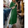 image:imageANRABESS Women Long Sleeve Dresses 2025 Fall Casual Crewneck Loose Fit Split Flowy WrinkleFree Travel Vacation Maxi DressForest Green