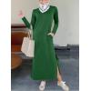 image:imageANRABESS Women Long Sleeve Dresses 2025 Fall Casual Crewneck Loose Fit Split Flowy WrinkleFree Travel Vacation Maxi DressForest Green