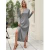 image:imageANRABESS Women Long Sleeve Dresses 2025 Fall Casual Crewneck Loose Fit Split Flowy WrinkleFree Travel Vacation Maxi DressGrey