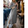image:imageANRABESS Women Long Sleeve Dresses 2025 Fall Casual Crewneck Loose Fit Split Flowy WrinkleFree Travel Vacation Maxi DressGrey