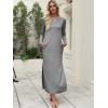 image:imageANRABESS Women Long Sleeve Dresses 2025 Fall Casual Crewneck Loose Fit Split Flowy WrinkleFree Travel Vacation Maxi DressGrey
