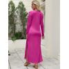 image:imageANRABESS Women Long Sleeve Dresses 2025 Fall Casual Crewneck Loose Fit Split Flowy WrinkleFree Travel Vacation Maxi DressHot Pink