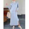image:imageANRABESS Women Long Sleeve Dresses 2025 Fall Casual Crewneck Loose Fit Split Flowy WrinkleFree Travel Vacation Maxi DressLight Blue