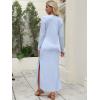 image:imageANRABESS Women Long Sleeve Dresses 2025 Fall Casual Crewneck Loose Fit Split Flowy WrinkleFree Travel Vacation Maxi DressLight Blue