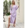 image:imageANRABESS Women Long Sleeve Dresses 2025 Fall Casual Crewneck Loose Fit Split Flowy WrinkleFree Travel Vacation Maxi DressLight Purple