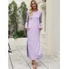 image:imageANRABESS Women Long Sleeve Dresses 2025 Fall Casual Crewneck Loose Fit Split Flowy WrinkleFree Travel Vacation Maxi DressLight Purple