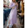 image:imageANRABESS Women Long Sleeve Dresses 2025 Fall Casual Crewneck Loose Fit Split Flowy WrinkleFree Travel Vacation Maxi DressLight Purple