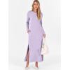 image:imageANRABESS Women Long Sleeve Dresses 2025 Fall Casual Crewneck Loose Fit Split Flowy WrinkleFree Travel Vacation Maxi DressLight Purple