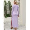 image:imageANRABESS Women Long Sleeve Dresses 2025 Fall Casual Crewneck Loose Fit Split Flowy WrinkleFree Travel Vacation Maxi DressLight Purple