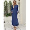 image:imageANRABESS Women Long Sleeve Dresses 2025 Fall Casual Crewneck Loose Fit Split Flowy WrinkleFree Travel Vacation Maxi DressNavy Blue
