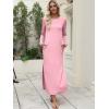 image:imageANRABESS Women Long Sleeve Dresses 2025 Fall Casual Crewneck Loose Fit Split Flowy WrinkleFree Travel Vacation Maxi DressPink