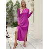image:imageANRABESS Women Long Sleeve Dresses 2025 Fall Casual Crewneck Loose Fit Split Flowy WrinkleFree Travel Vacation Maxi DressPurple Red