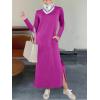image:imageANRABESS Women Long Sleeve Dresses 2025 Fall Casual Crewneck Loose Fit Split Flowy WrinkleFree Travel Vacation Maxi DressPurple Red
