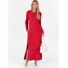 image:imageANRABESS Women Long Sleeve Dresses 2025 Fall Casual Crewneck Loose Fit Split Flowy WrinkleFree Travel Vacation Maxi DressRed