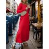 image:imageANRABESS Women Long Sleeve Dresses 2025 Fall Casual Crewneck Loose Fit Split Flowy WrinkleFree Travel Vacation Maxi DressRed