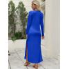 image:imageANRABESS Women Long Sleeve Dresses 2025 Fall Casual Crewneck Loose Fit Split Flowy WrinkleFree Travel Vacation Maxi DressRoyal Blue
