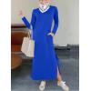 image:imageANRABESS Women Long Sleeve Dresses 2025 Fall Casual Crewneck Loose Fit Split Flowy WrinkleFree Travel Vacation Maxi DressRoyal Blue