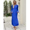 image:imageANRABESS Women Long Sleeve Dresses 2025 Fall Casual Crewneck Loose Fit Split Flowy WrinkleFree Travel Vacation Maxi DressRoyal Blue