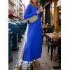 image:imageANRABESS Women Long Sleeve Dresses 2025 Fall Casual Crewneck Loose Fit Split Flowy WrinkleFree Travel Vacation Maxi DressRoyal Blue